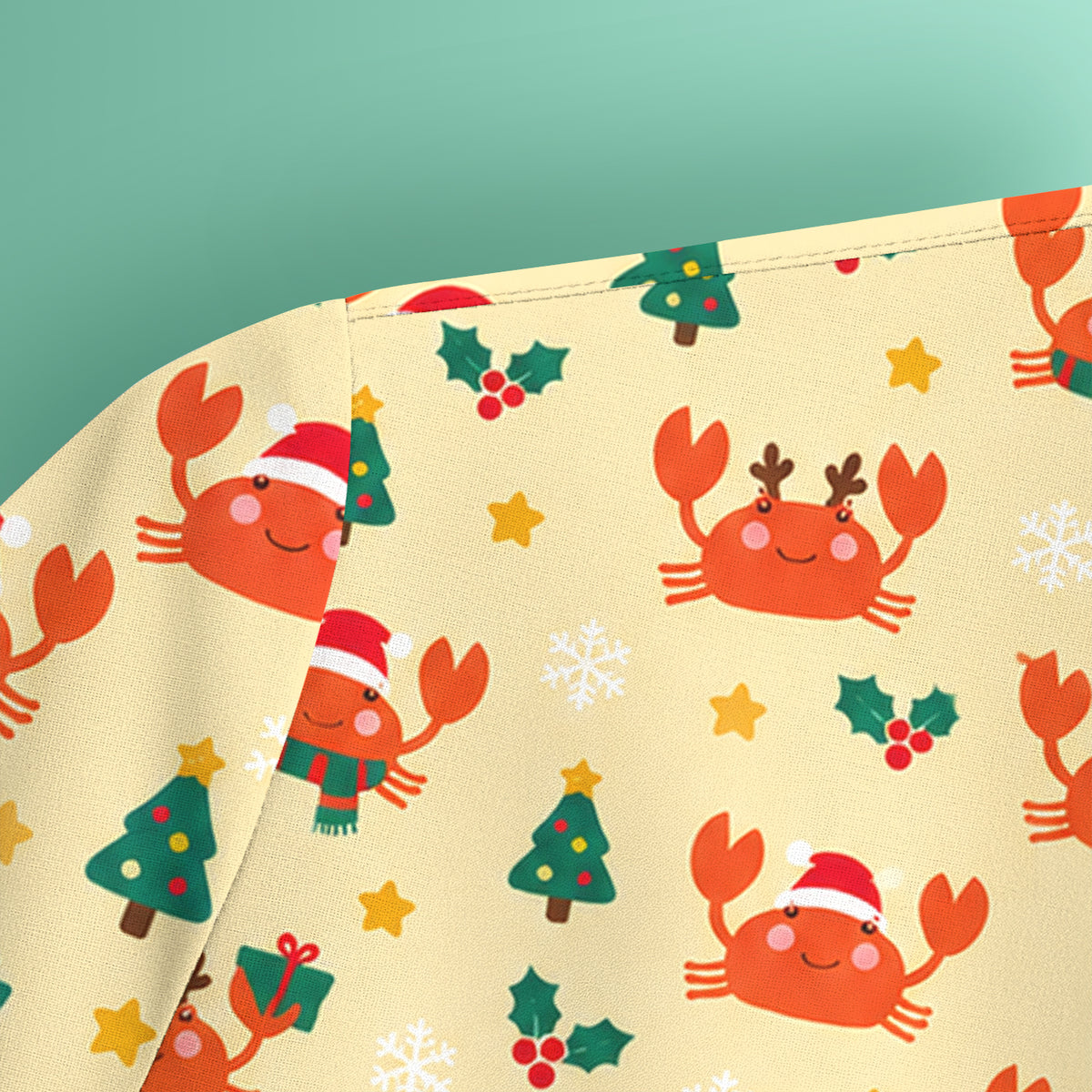 Christmas Crabs And Trees Pattern Scrub Top, Comfortable Scrubs for Nurses