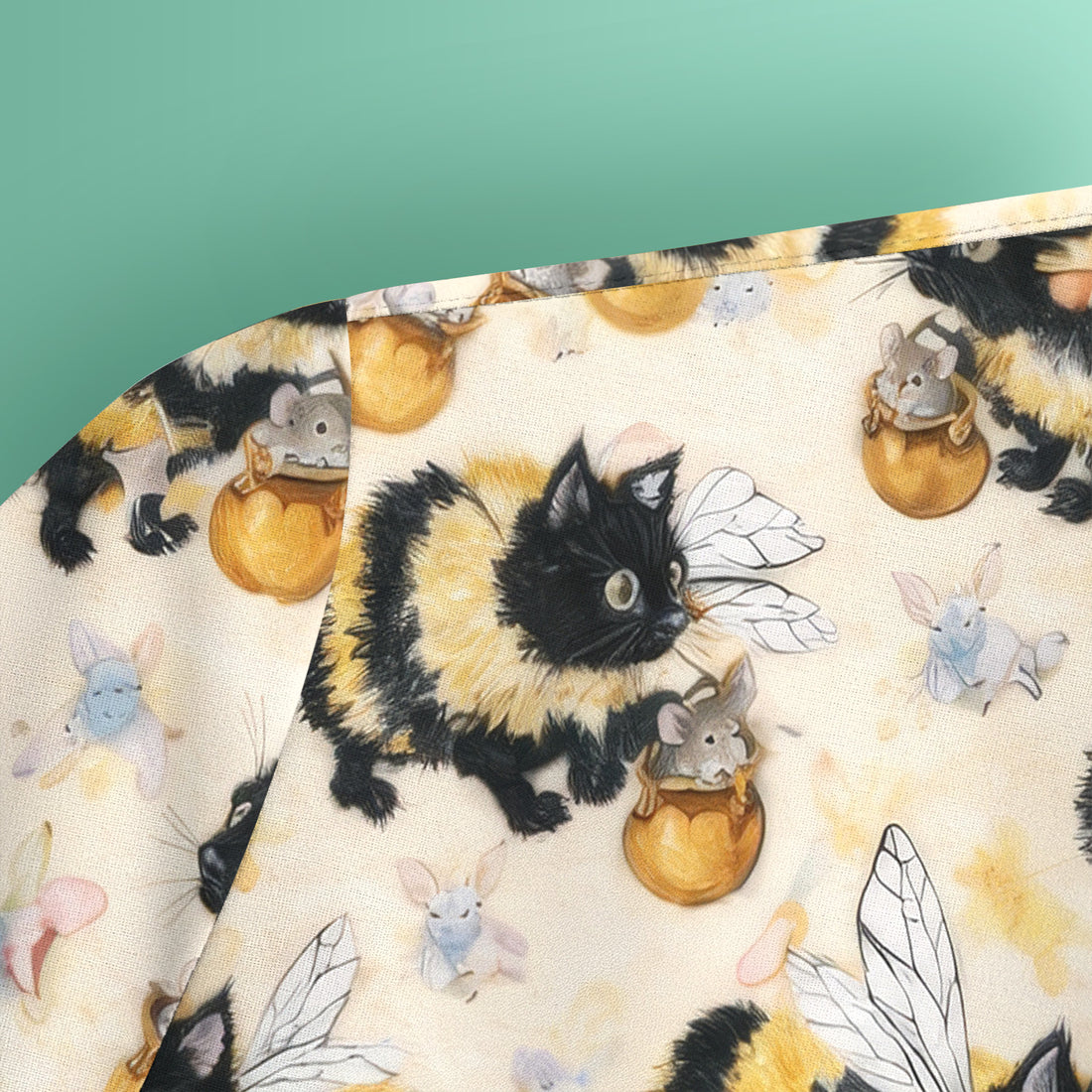Adorable Nurse Bumblebee Cat Honey Jar Winged Pattern Scrub Top, Comfortable Scrubs for Nurses