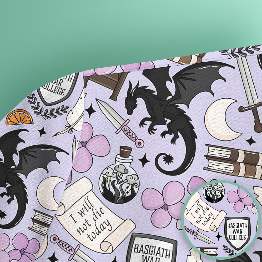Spooky Gothic Fantasy Dragon Pattern Scrub Top, Comfortable Scrubs for Nurses