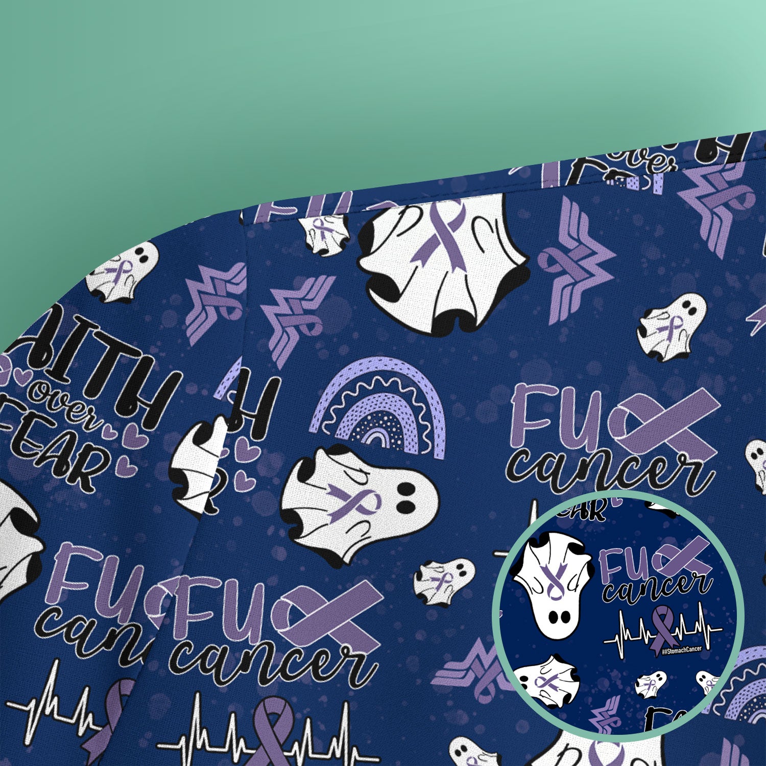Periwinkle Ribbon Stomach Cancer Scrub Top - Awareness Nurse Shirt - November Warrior Survivor Medical Uniform Gift