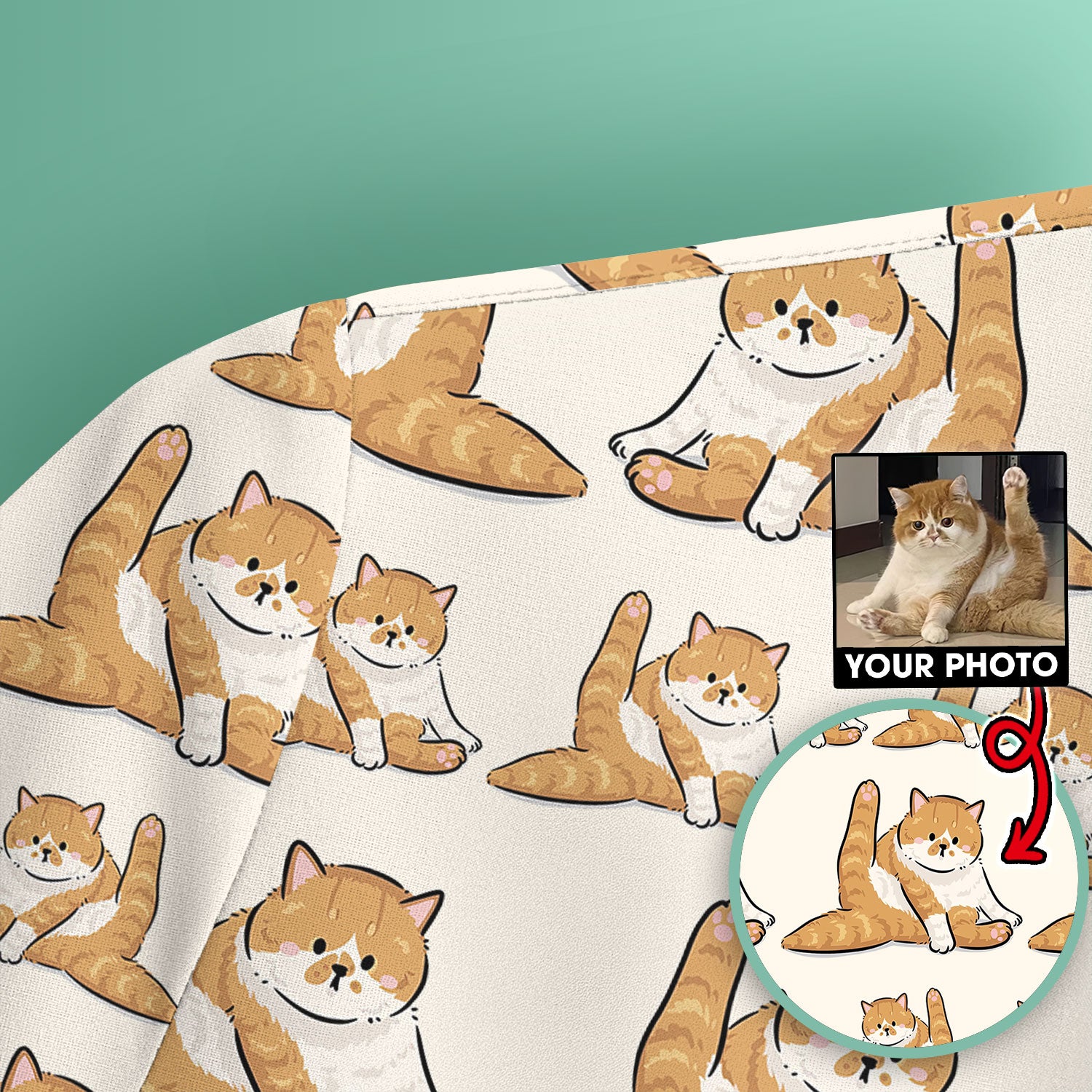 Personalized Cute Cat Nurse Scrub Top, Custom Cat Photo Pattern Medical Shirt For Pet Lover, Breathable Fabrics Nursing Uniform