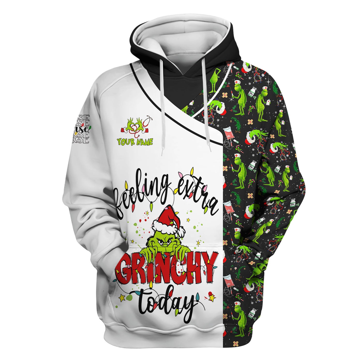 Custom Grinch Nurse Scrub Top Multi Color - Feeling Extra Grinchy Today Christmas Scrub Shirt - Funny Holiday Nursing Workwear
