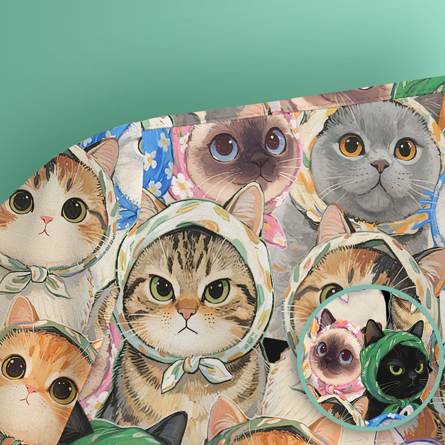 Adorable Multi Cat Portrait Pattern Scrub Top, Comfortable Scrubs for Nurses