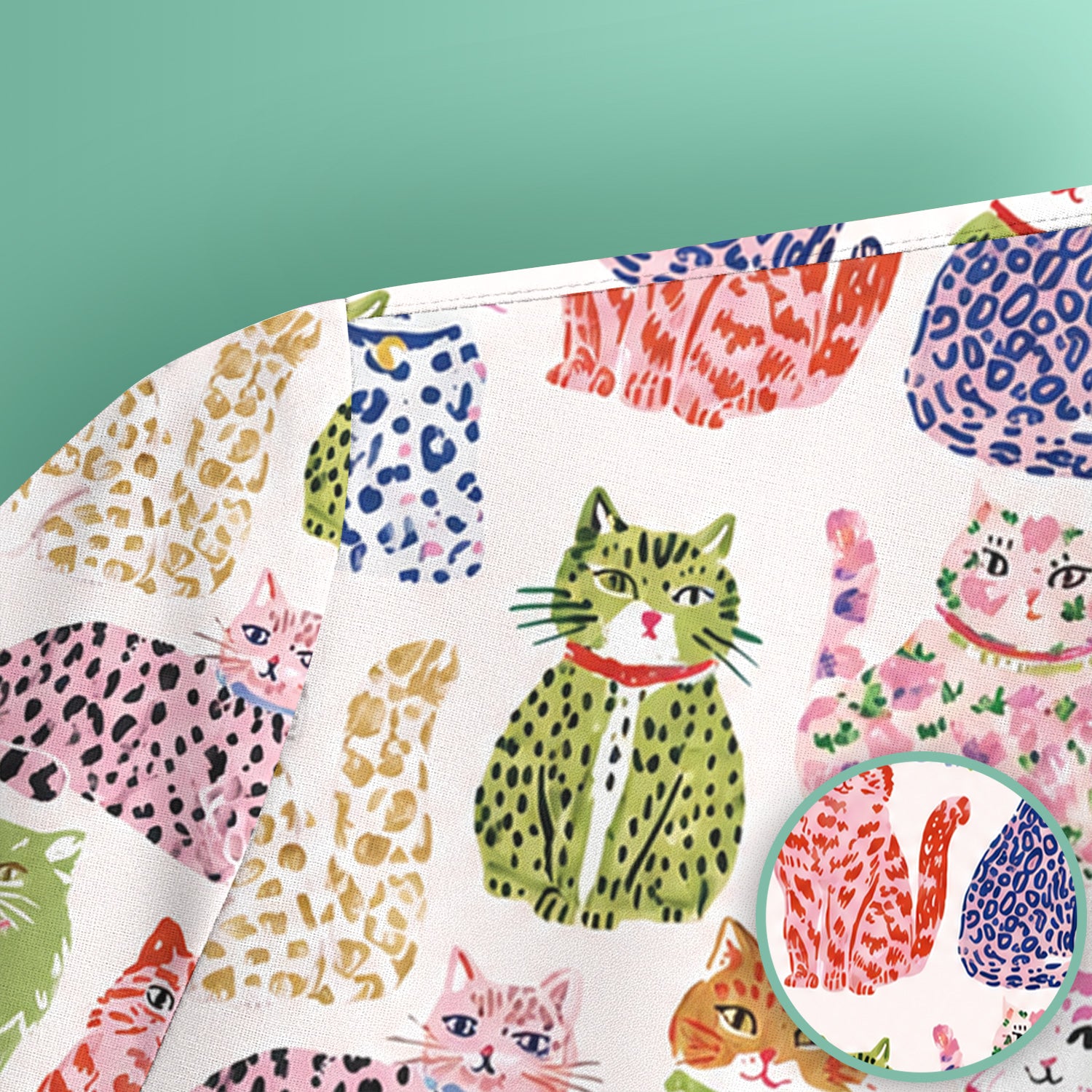 Colorful Cat with Playful Pet Scrub Top, Comfortable Scrubs for Nurses