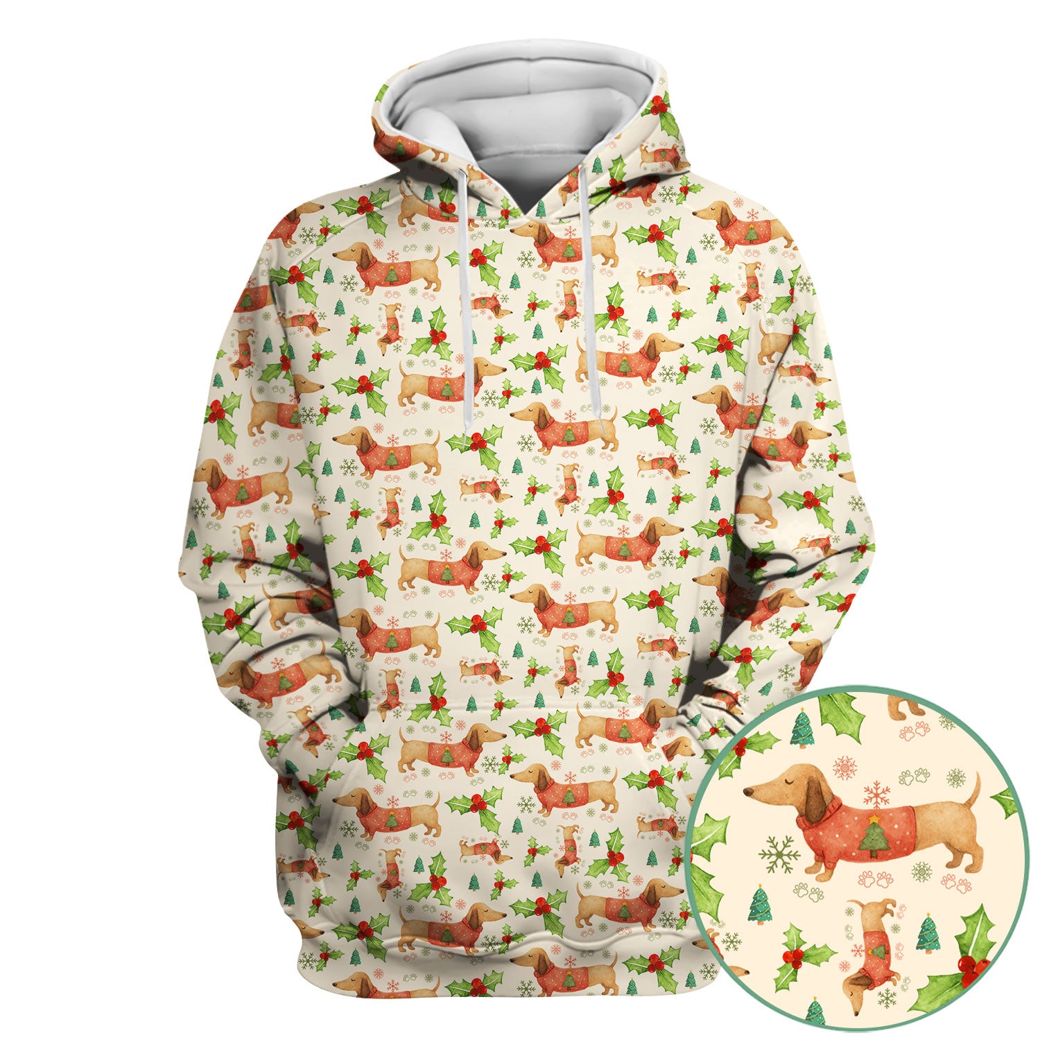 Festive Dachshund Scrub Top - Cute Sausage Dog Christmas Medical Uniform - Wiener Puppy Lover Gift