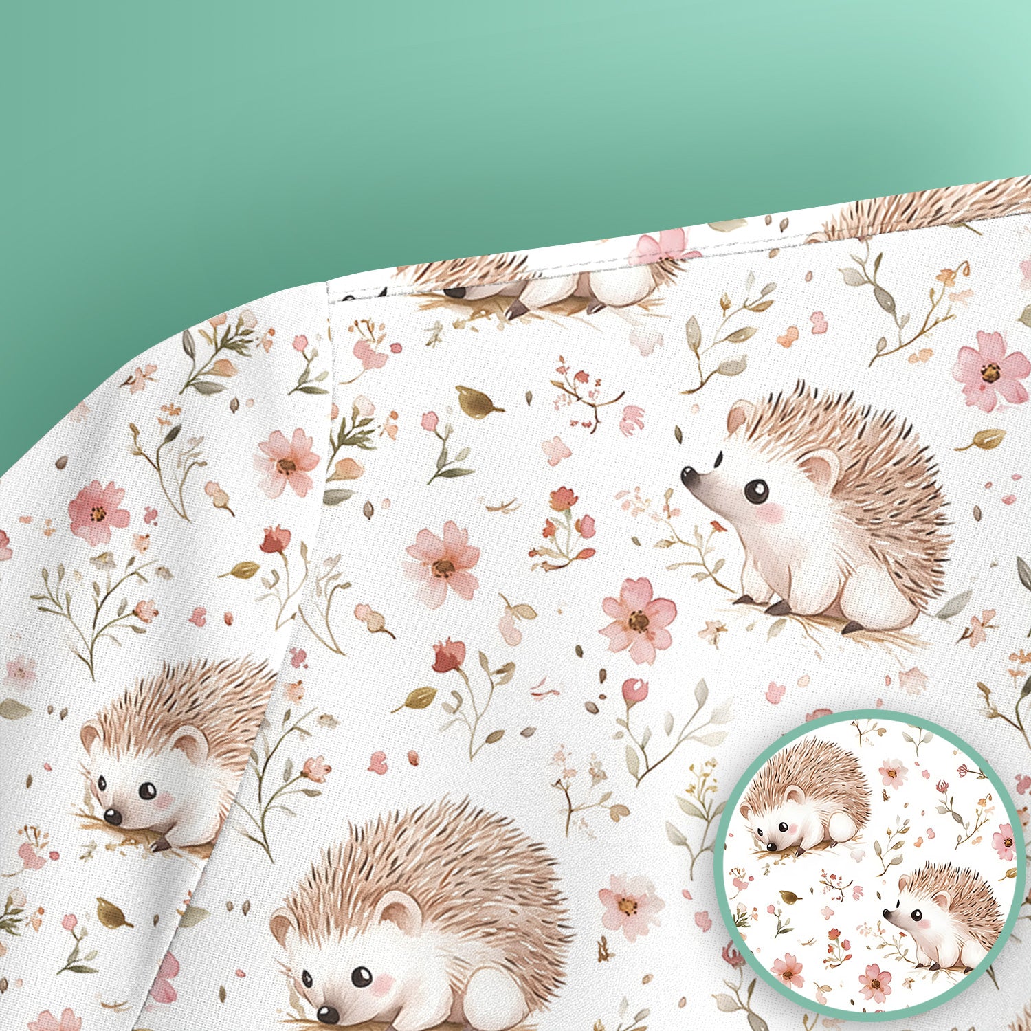 Cute Hedgehog Wildflower Garden Pattern Scrub Top, Comfortable Scrubs for Nurses