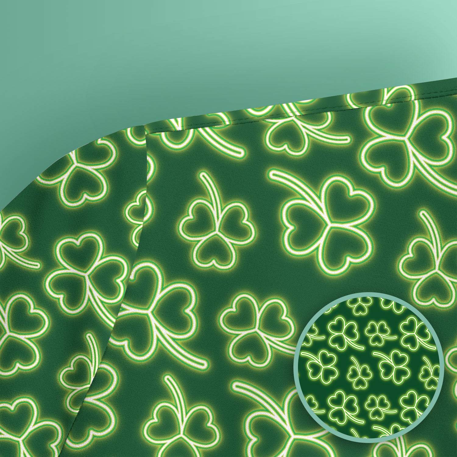 Neon Shamrock Nurse Scrub Top, St. Patrick’s Day Glow Green Pattern Pattern Shirt,  Breathable Fabrics Nursing Uniform