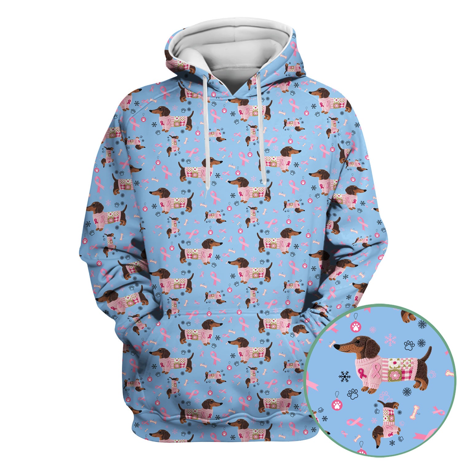 Pink Dachshund Breast Cancer Awareness Scrub Top - Puppy Dog Ribbon Nurse Shirt - Wiener Support Fight Cancer Medical Uniform Gift