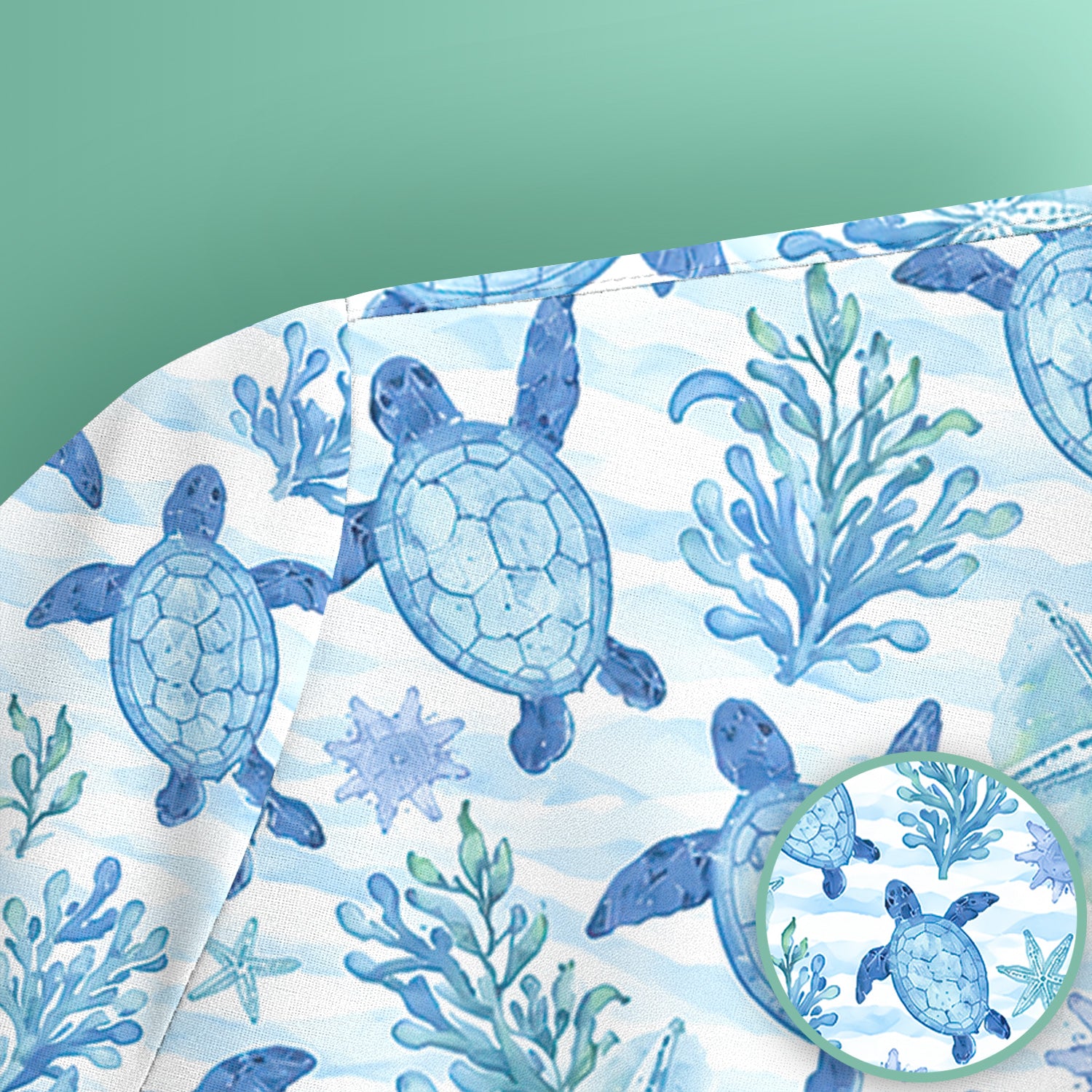 Cute Coastal Sea Turtle Coral Pattern Scrub Top, Comfortable Scrubs for Nurses
