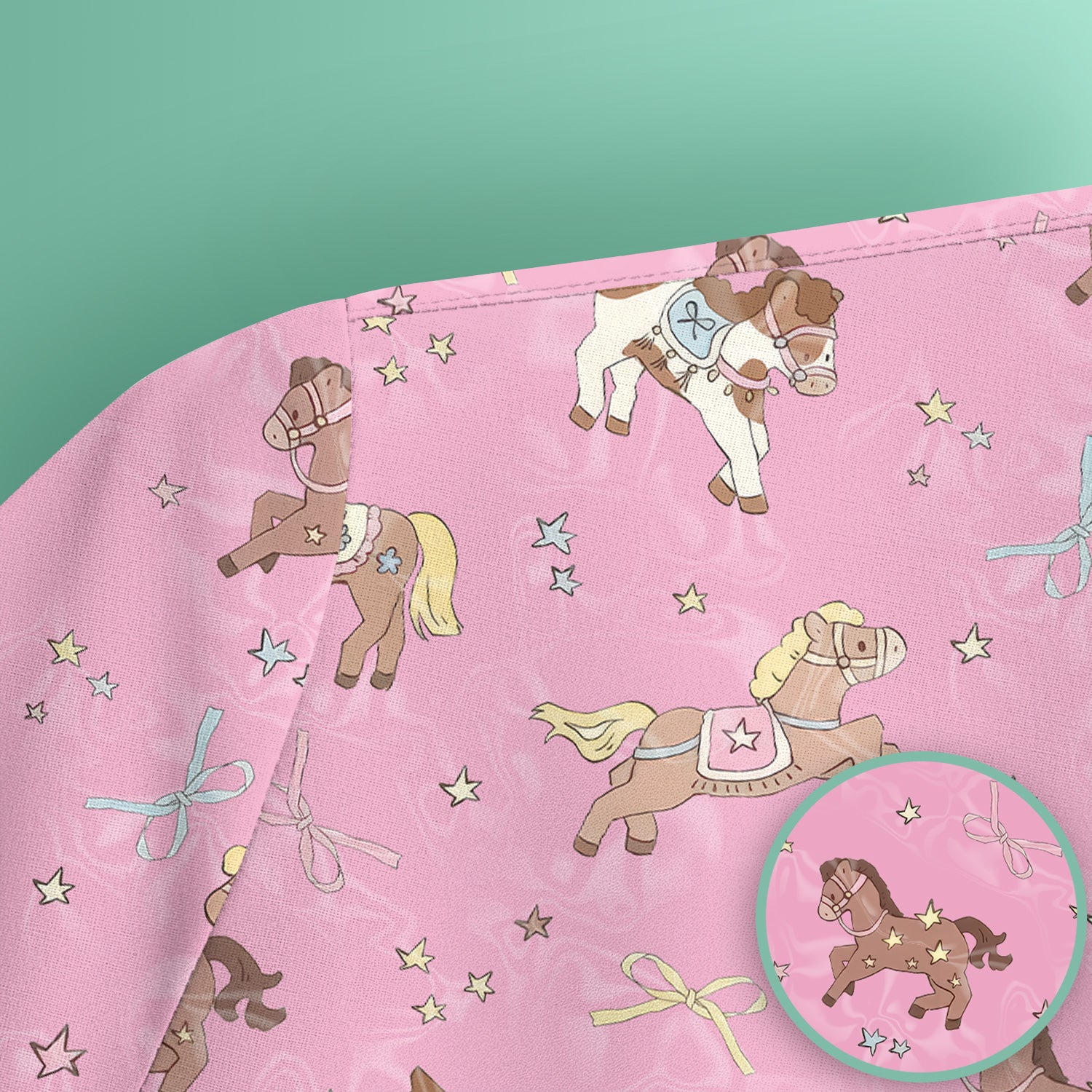 Cute Pony Star Pattern Scrub Top, Comfortable Scrubs for Nurses