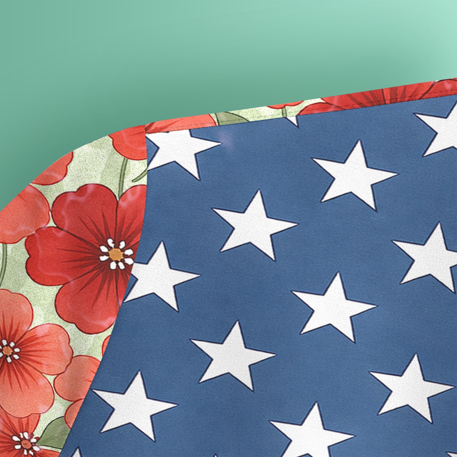 Patriotic USA Flag With Red Floral Blossom Pattern Scrub Top, Comfortable Scrubs for Nurses