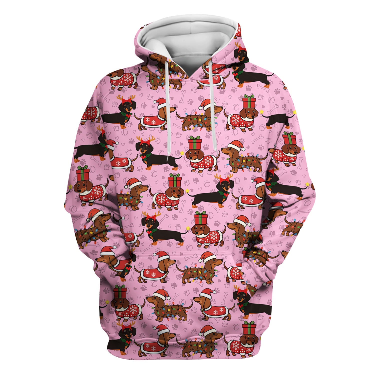 Christmas Dachshund T-Shirt Multi Color - Cute Sausage Dog Wearing Santa Outfit - Funny Holiday Wiener Dog Tee Gift for Dog Lovers