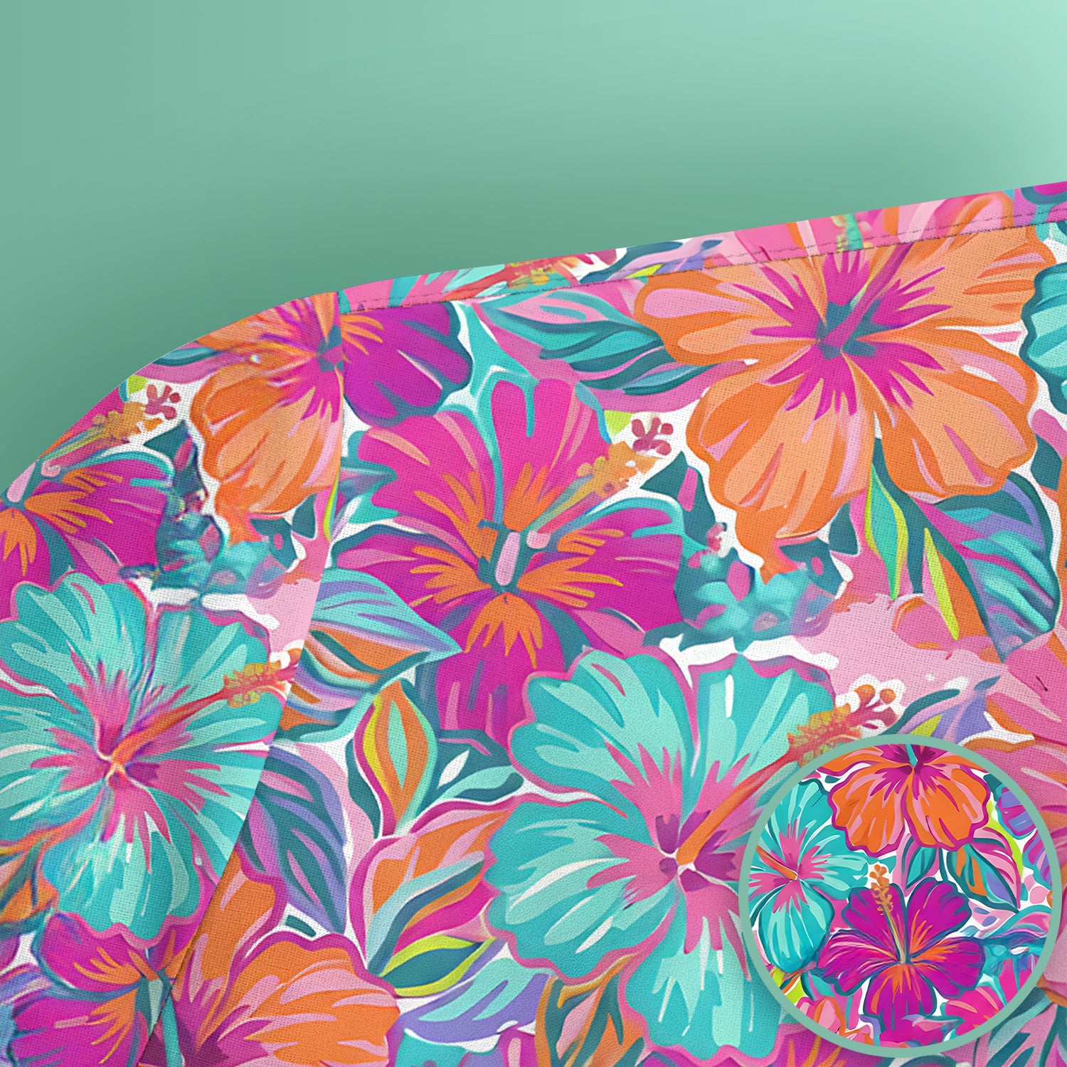 Vibrant Hibiscus Tropical Floral Pattern Scrub Top, Comfortable Scrubs for Nurses