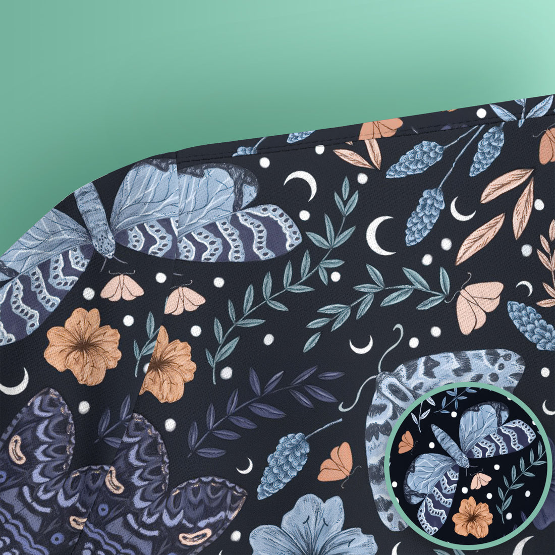 Charming Night Moth Butterfly Floral Pattern Scrub Top, Comfortable Scrubs for Nurses