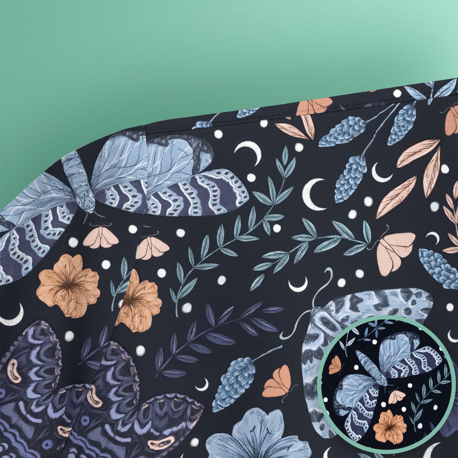 Charming Night Moth Butterfly Floral Pattern Scrub Top, Comfortable Scrubs for Nurses