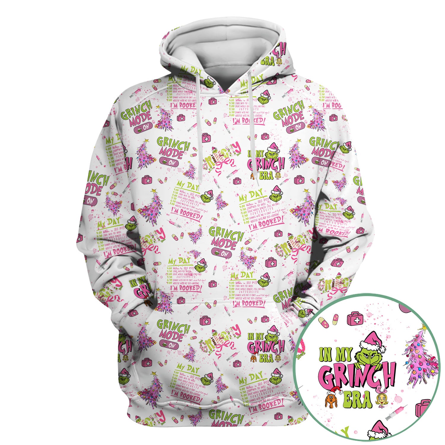 I’m Booked Funny Christmas Scrub for Women - Grinch Mode On Holiday Nurse Uniform Shirt - Grinchmas Gift for RN CNA LPN
