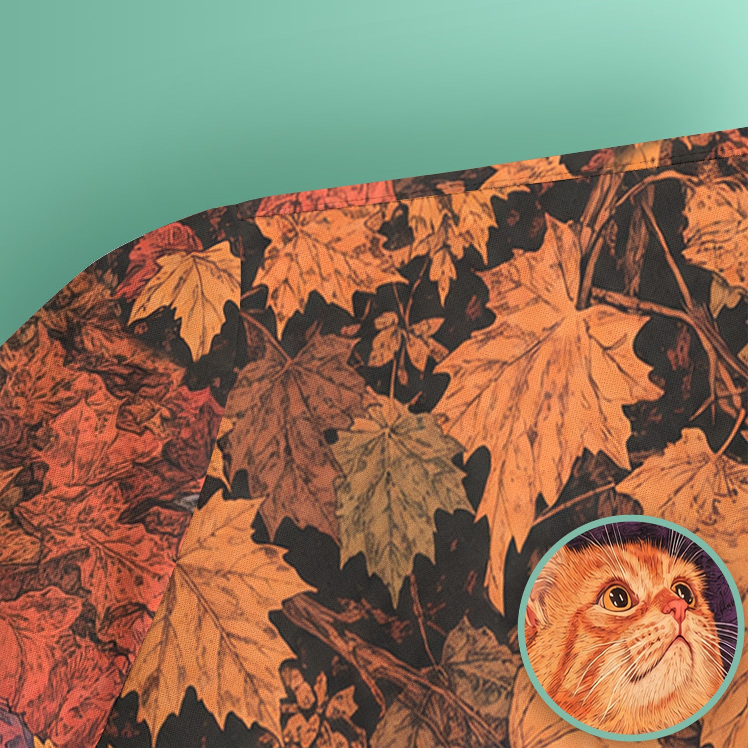Autumn Cat with Fall Leaves Scrub Top, Comfortable Scrubs for Nurses