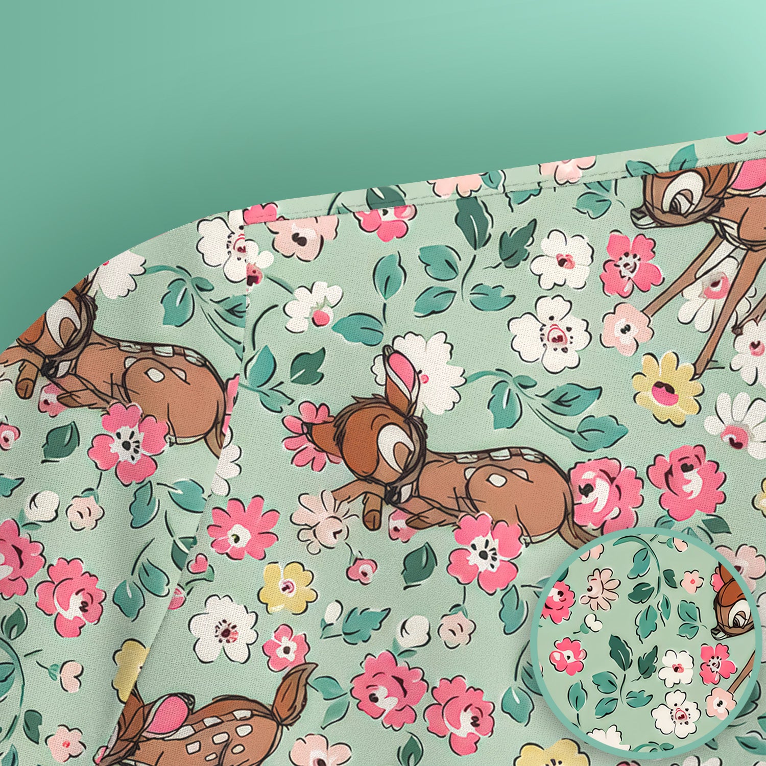 Cute Baby Deer Floral Pattern Scrub Top, Breathable Fabrics Nursing Uniform