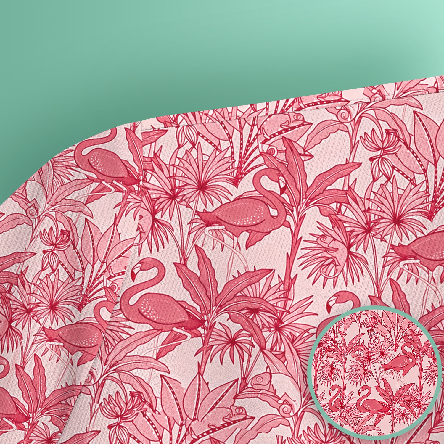 Tropical Flamingo Palm Leaves Pattern Scrub Top, Comfortable Scrubs for Nurses