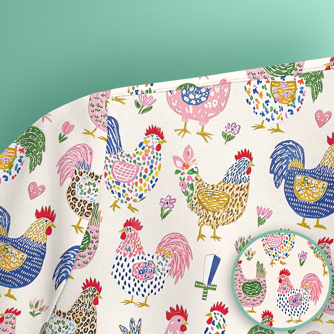 Funny Chicken Rooster Pattern Scrub Top, Breathable Fabrics Nursing Uniform