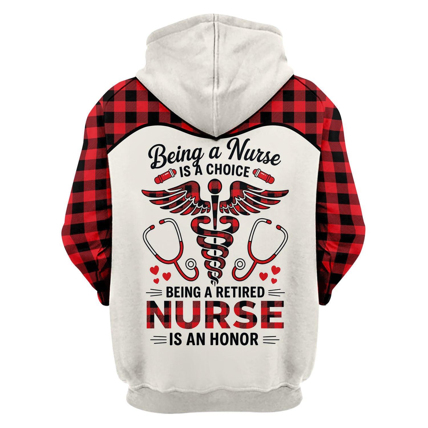 Being a Nurse Is a Choice Retired Nurse Scrub Top - Red Plaid Medical Work Shirt - Retirement Gift for Nurses