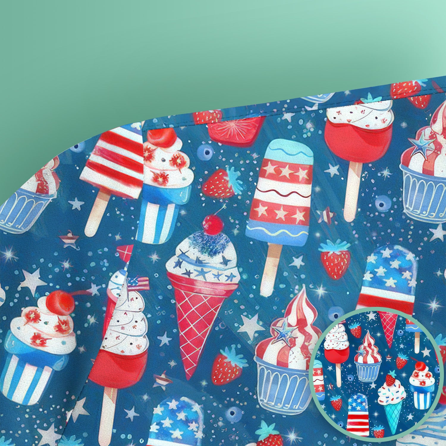 Cute Patriotic Ice Cream Popsicles With USA Flag Dessert Scrub Top, Comfortable Scrubs for Nurses