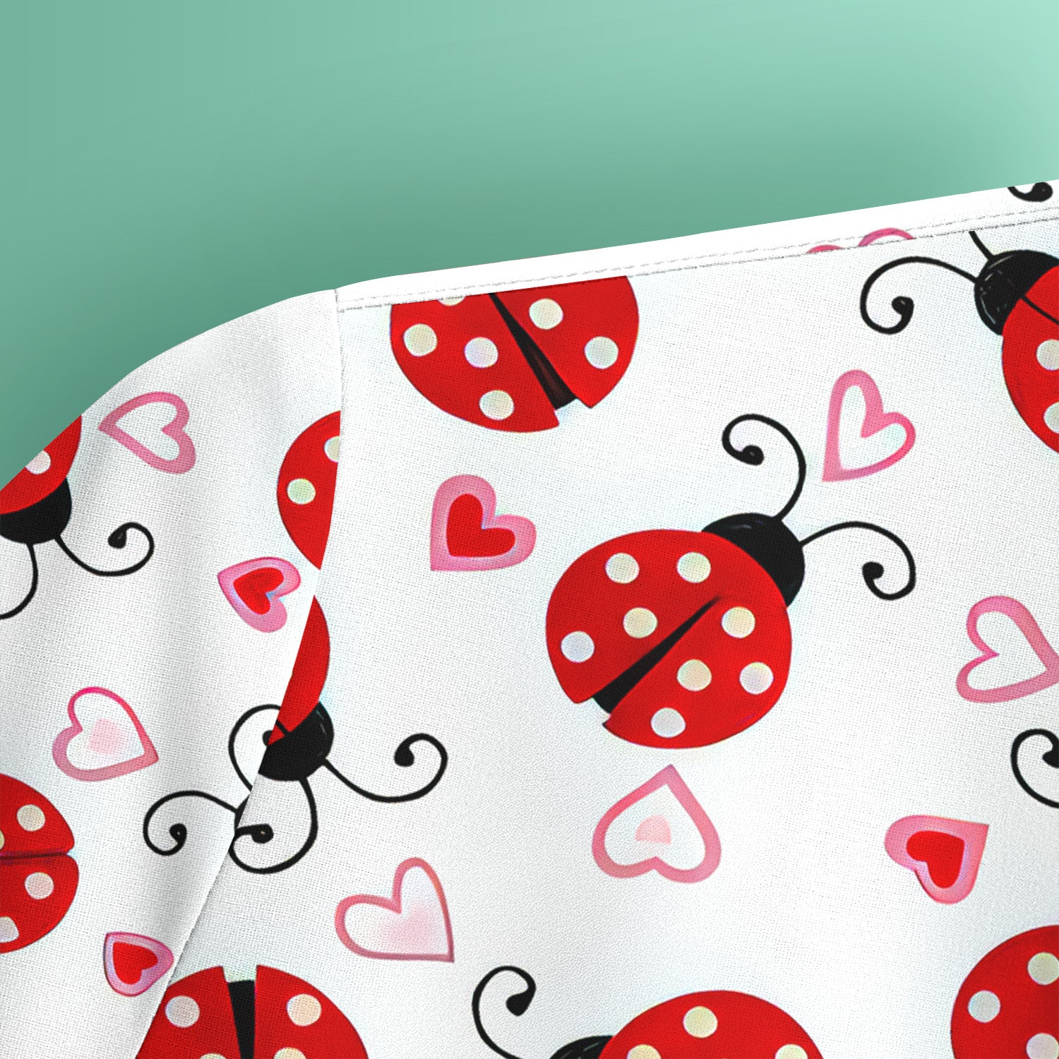 Cute Ladybug Heart Love Pattern Scrub Top, Breathable Fabrics Nursing Uniform