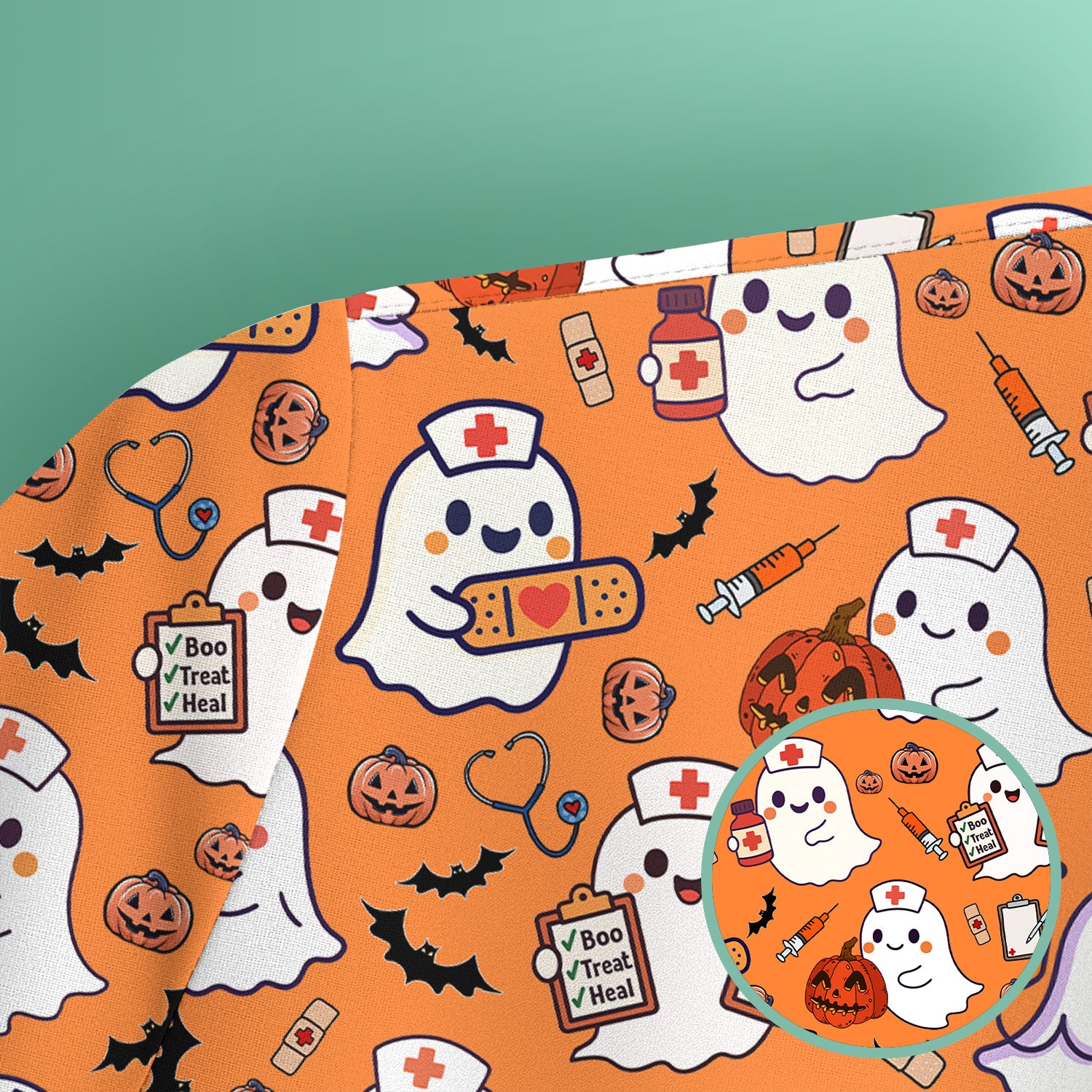 Halloween Scrubs for Women - Pumpkin Shirt - Comfortable Scrubs for Nurses - Breathable Fabrics Nursing Uniform - Holiday Gift for Her