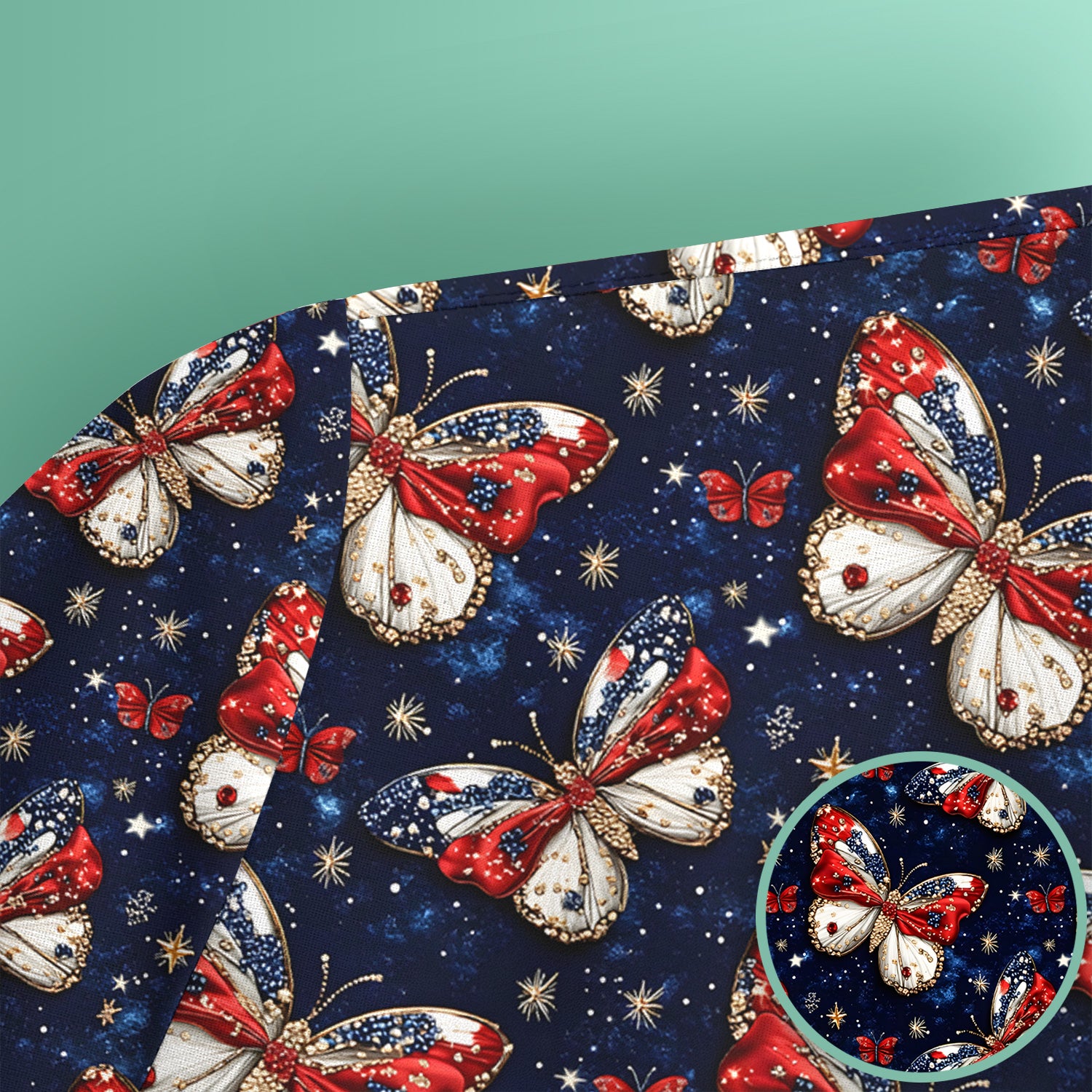 Patriotic Butterfly Nurse for RN & CNA, Americana Stars Healthcare Workers Uniform Scrub Top, Comfortable Scrubs for Nurses
