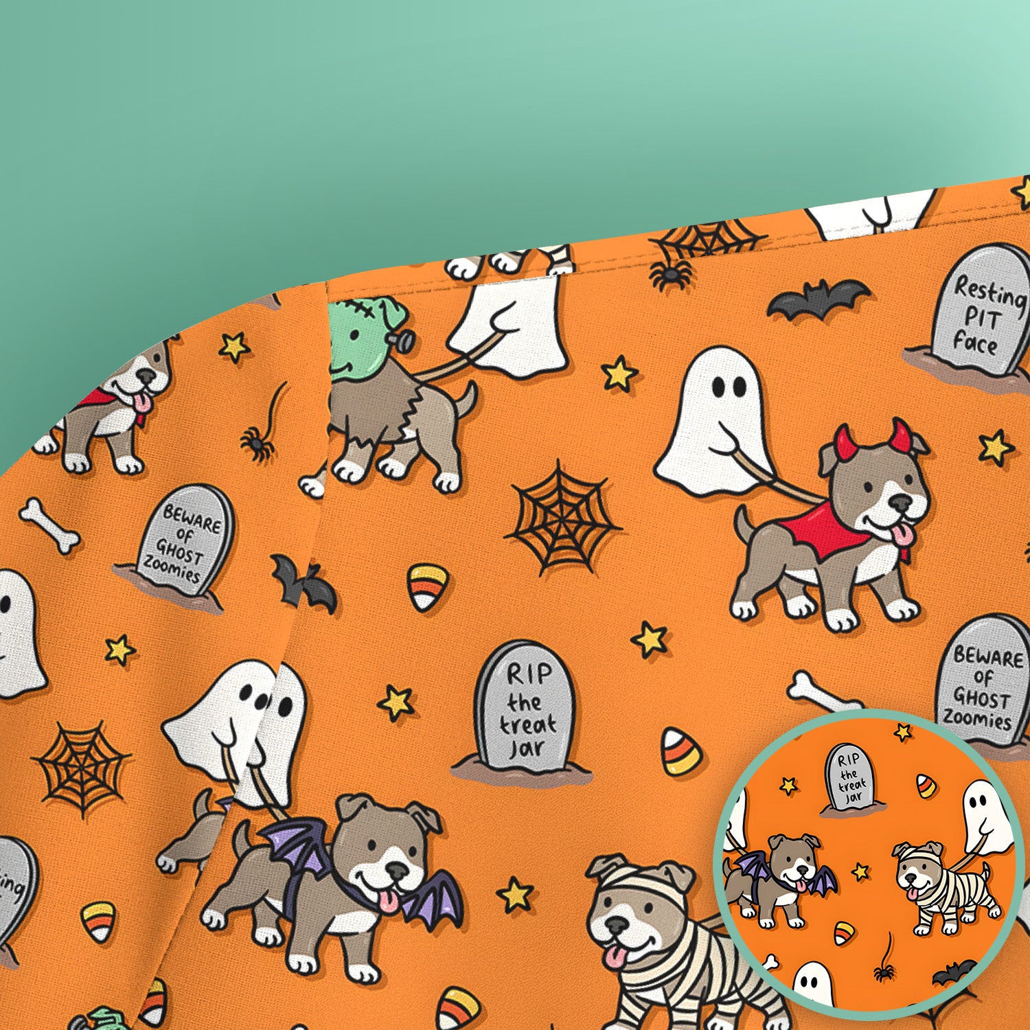 Cute Halloween Pit Bull Costumes Scrub Top, Comfortable Scrubs for Nurses