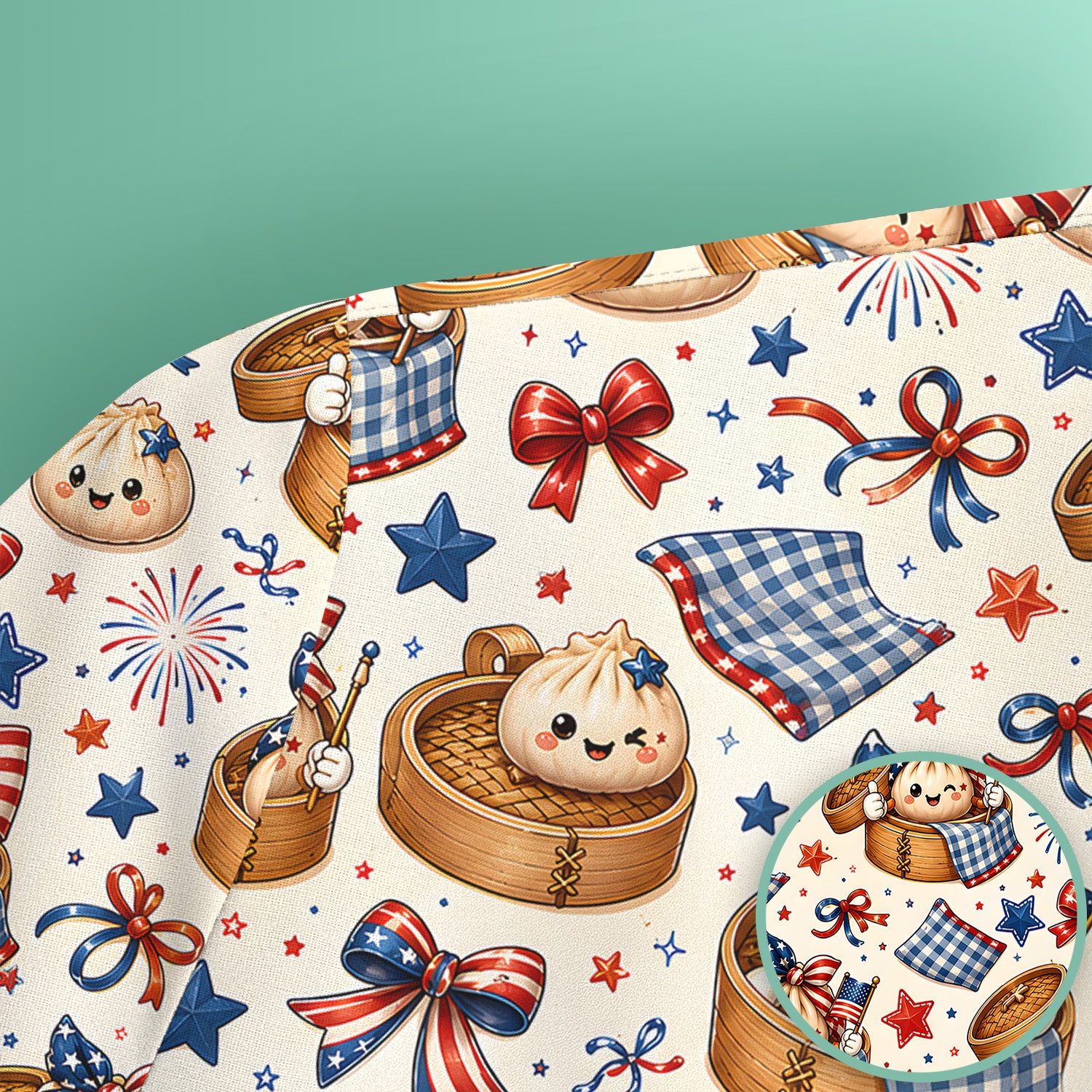 Patriotic Dumpling Nurse Scrub Top for RN, CNA, Pediatric Nurses, Fourth Of July Uniform