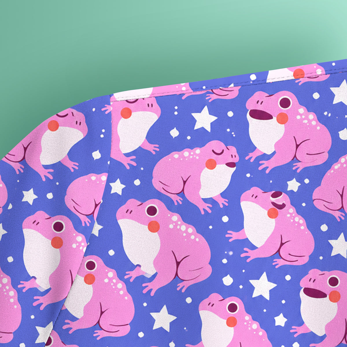 Cute Pink Frogs with Stars Pattern Scrub Top, Comfortable Scrubs for Nurses