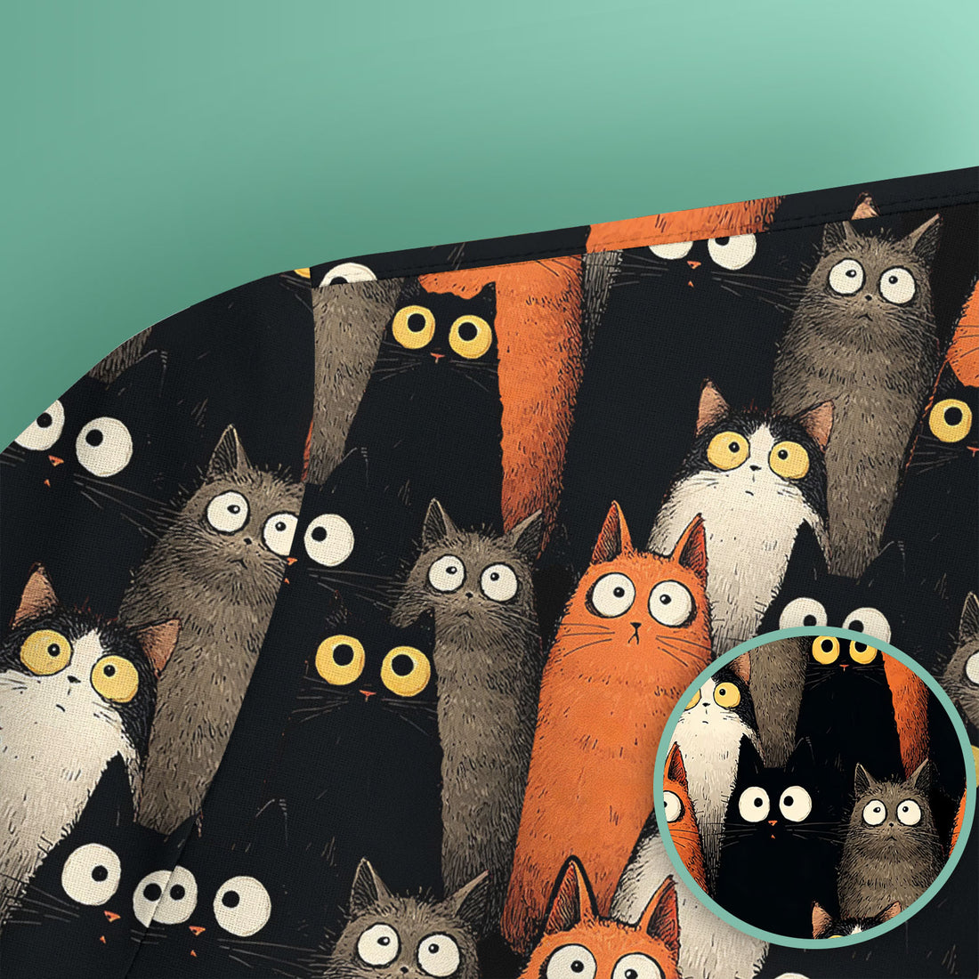 Black Cat Pattern Nurse Scrub Top, Cat Lover Nurse Shirt, Breathable Fabrics Nursing Uniform