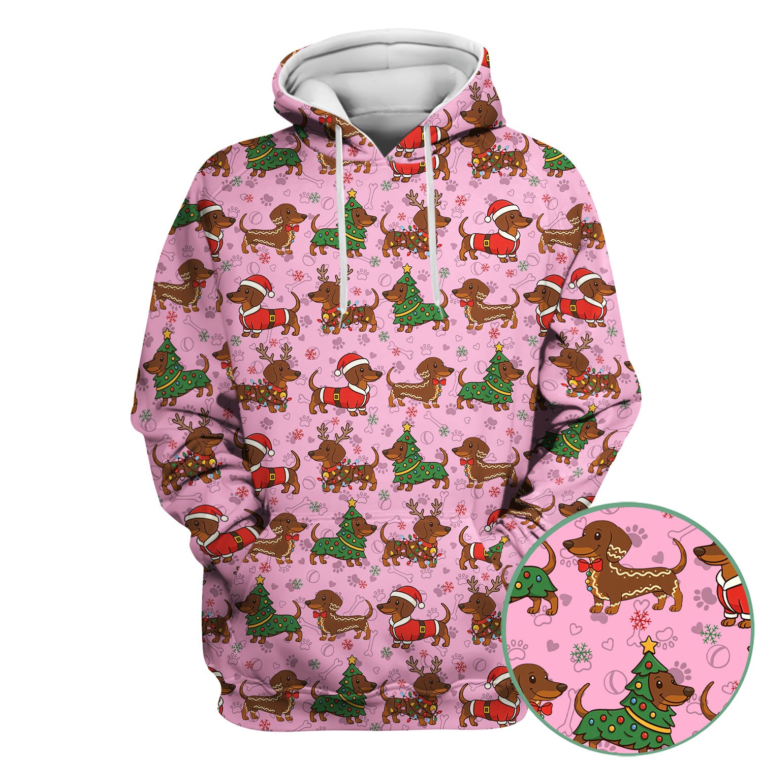 Holiday Dachshund Christmas Scrub Top - Funny Wiener Sausage Dog Nurse Shirt - Adorable Dog Lover Gift for RN CNA LPN