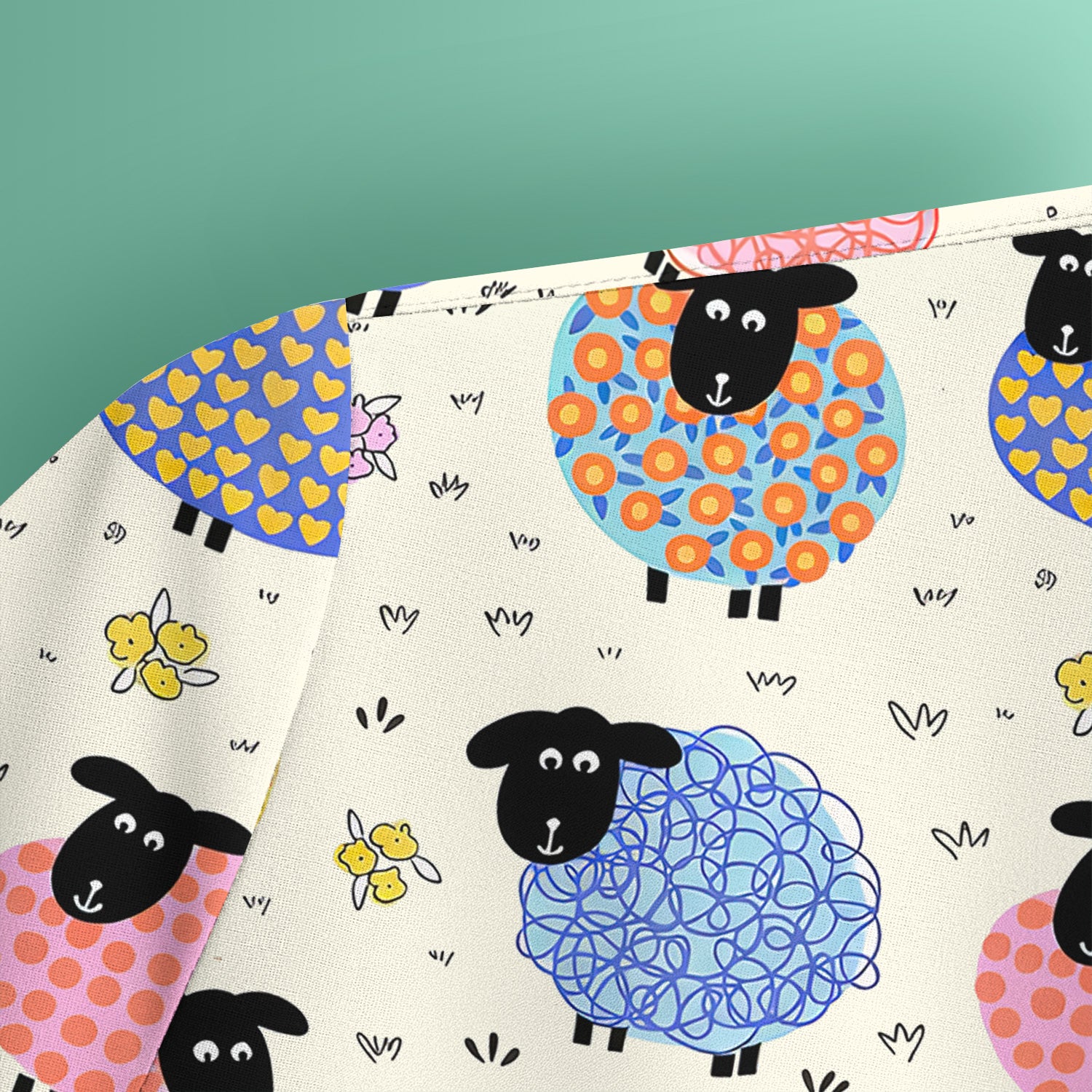 Funny Colorful Sheep Pattern Scrub Top, Comfortable Scrubs for Nurses