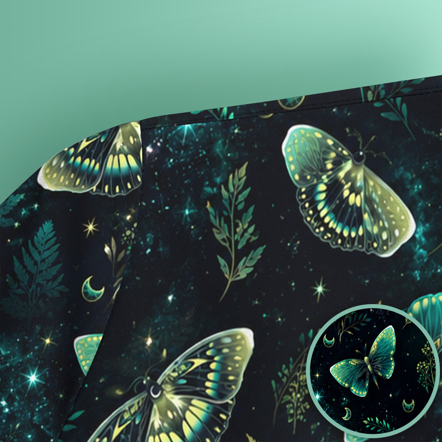 Mystical Moonlight Butterfly Garden Pattern Scrub Top, Comfortable Scrubs for Nurses