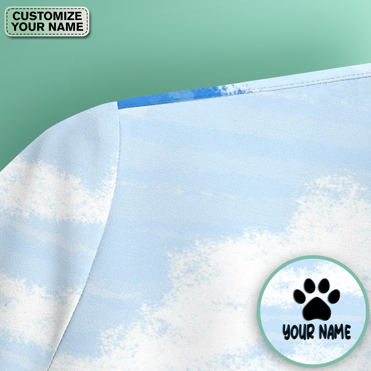 Personalized Cat Holding Fish Pattern Nurse Scrub Top, Comfortable Scrubs for Nurses
