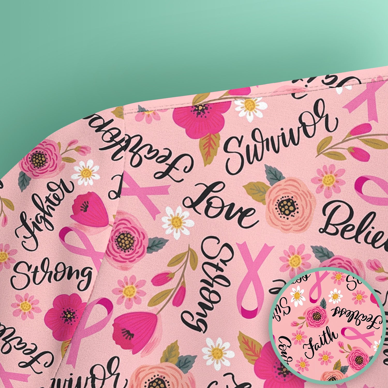 Breast Cancer Awareness Oncology with Pink Ribbon Floral Pattern Scrub Top, Comfortable Scrubs for Nurses