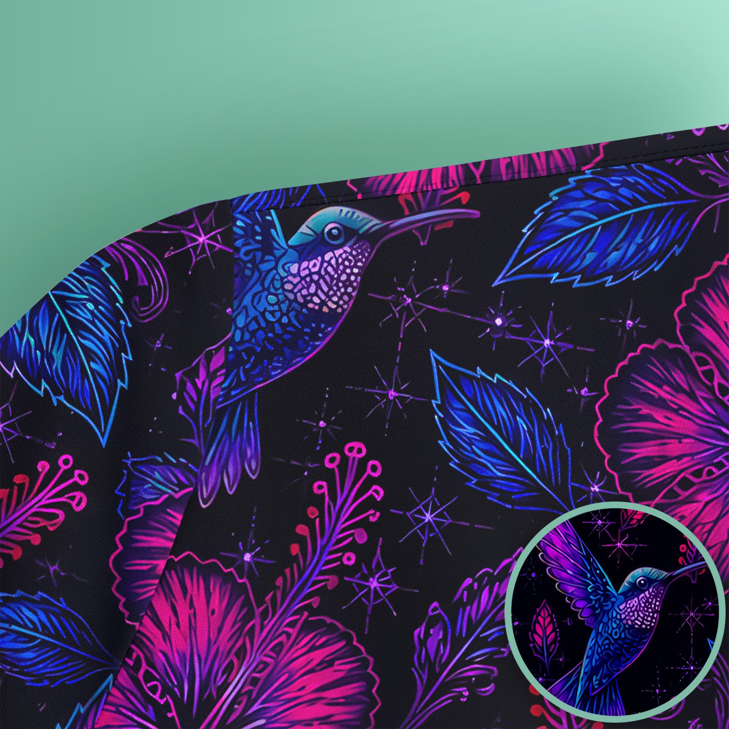 Tropical Hummingbird Hibiscus Floral Pattern Scrub Top, Comfortable Scrubs for Nurses