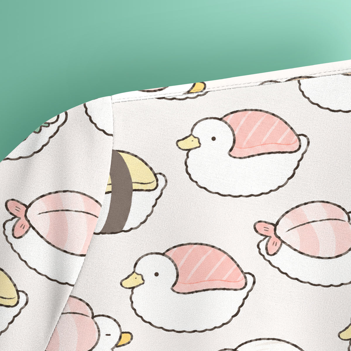 Cute Nigiri Sushi Ducks Pattern Scrub Top, Comfortable Scrubs for Nurses