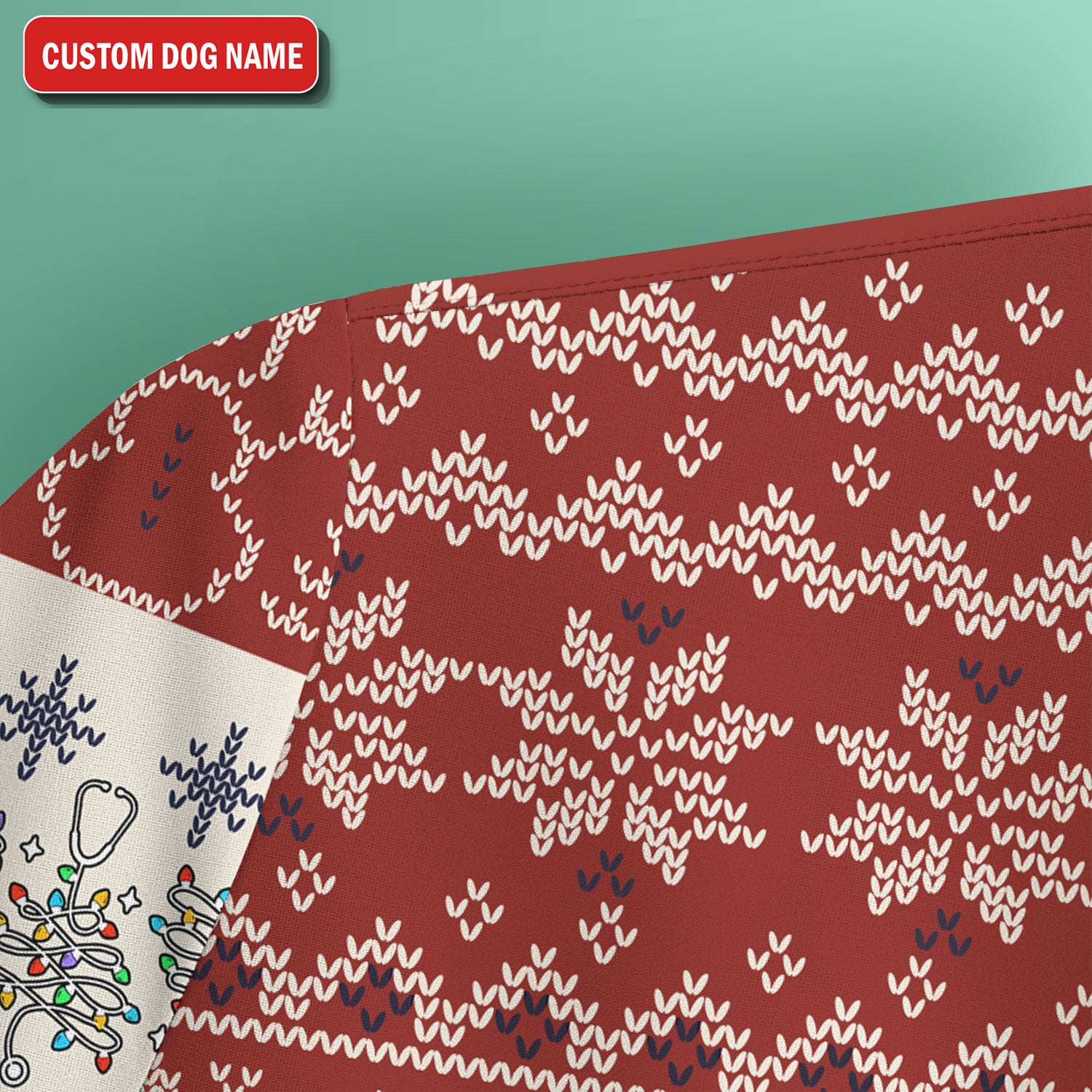 Funny Wiener Dog Christmas Ugly Scrub Top - Custom Name Dachshund Through The Snow - Cute Holiday Medical Uniform