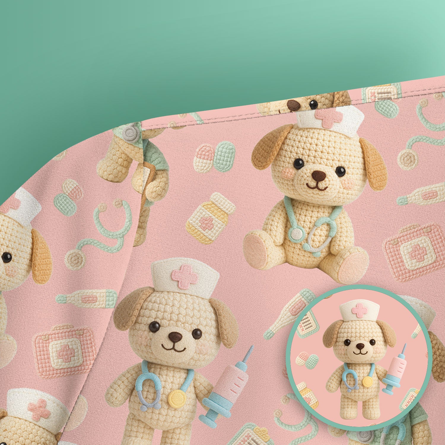 Cute Labrador Scrub Top for Nurse - Pastel Crochet Dog Medical Scrubs - Adorable Puppy Med Uniform Gift for Women