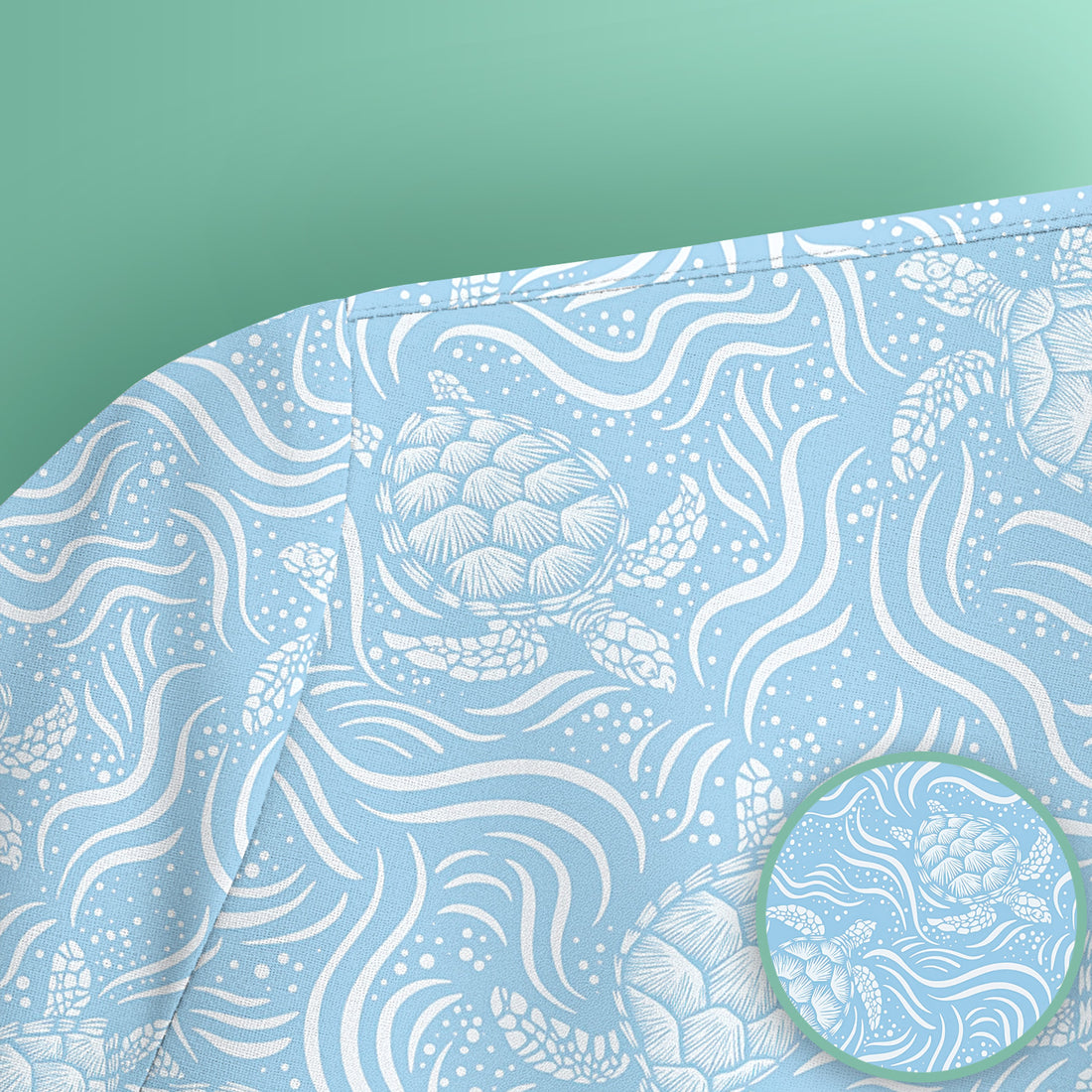 Cute Ocean Sea Turtle Waves Pattern Scrub Top, Comfortable Scrubs for Nurses