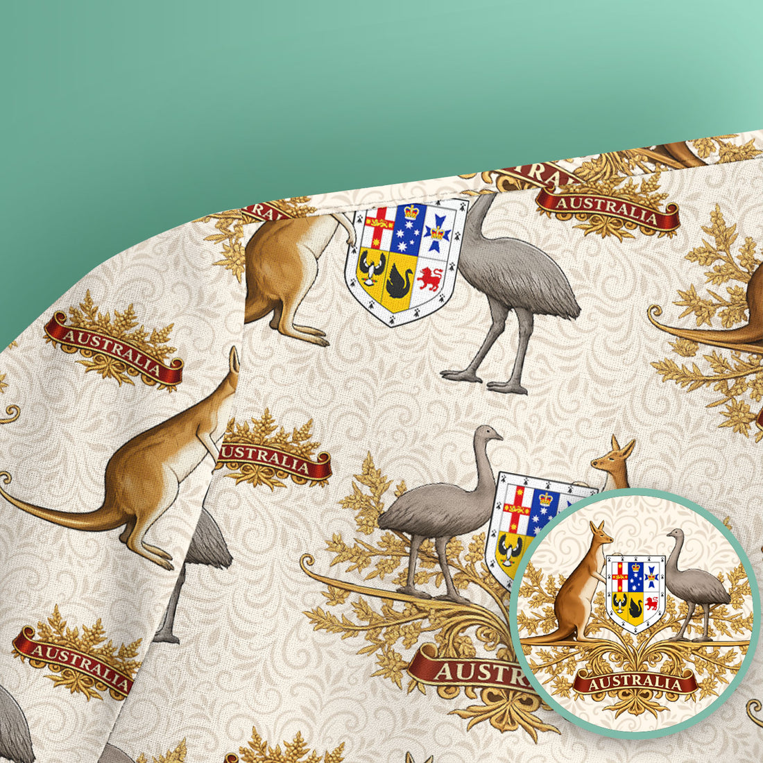 Australian Kangaroo Emu Crest Pattern Scrub Top, Comfortable Scrubs for Nurses