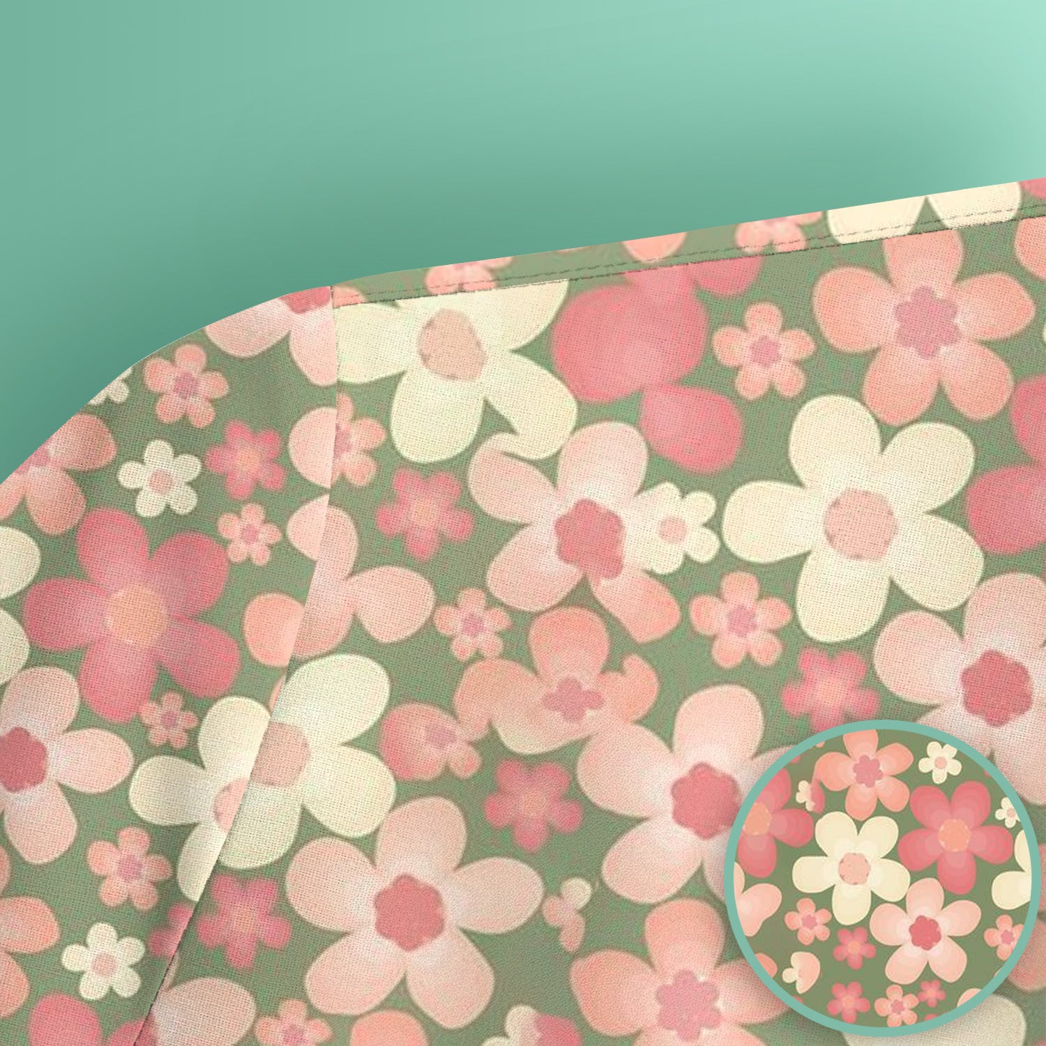 Retro Floral Print Scrub Top, Comfortable Scrubs for Nurses