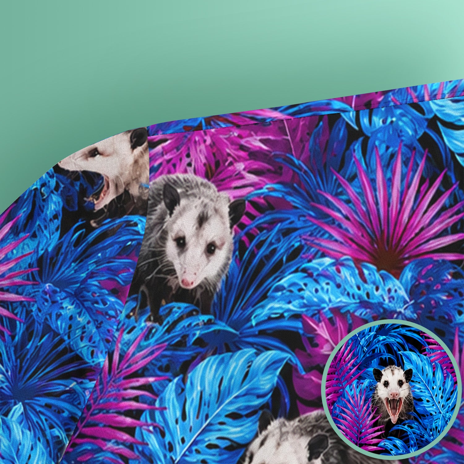 Cute Opossum Tropical Print Scrub Top, Comfortable Scrubs for Nurses