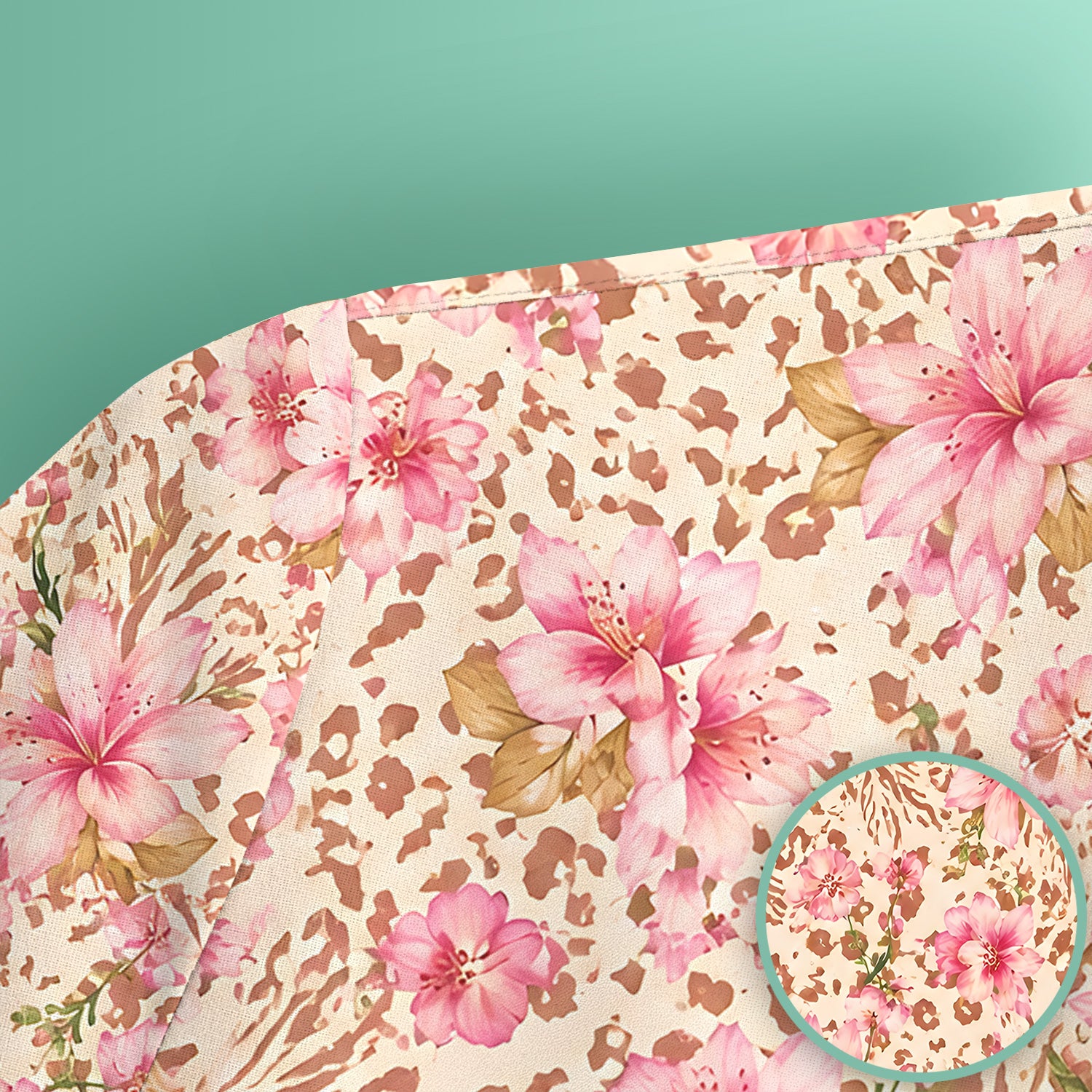 Pink Floral Leopard Print Pattern Scrub Top, Comfortable Scrubs for Nurses