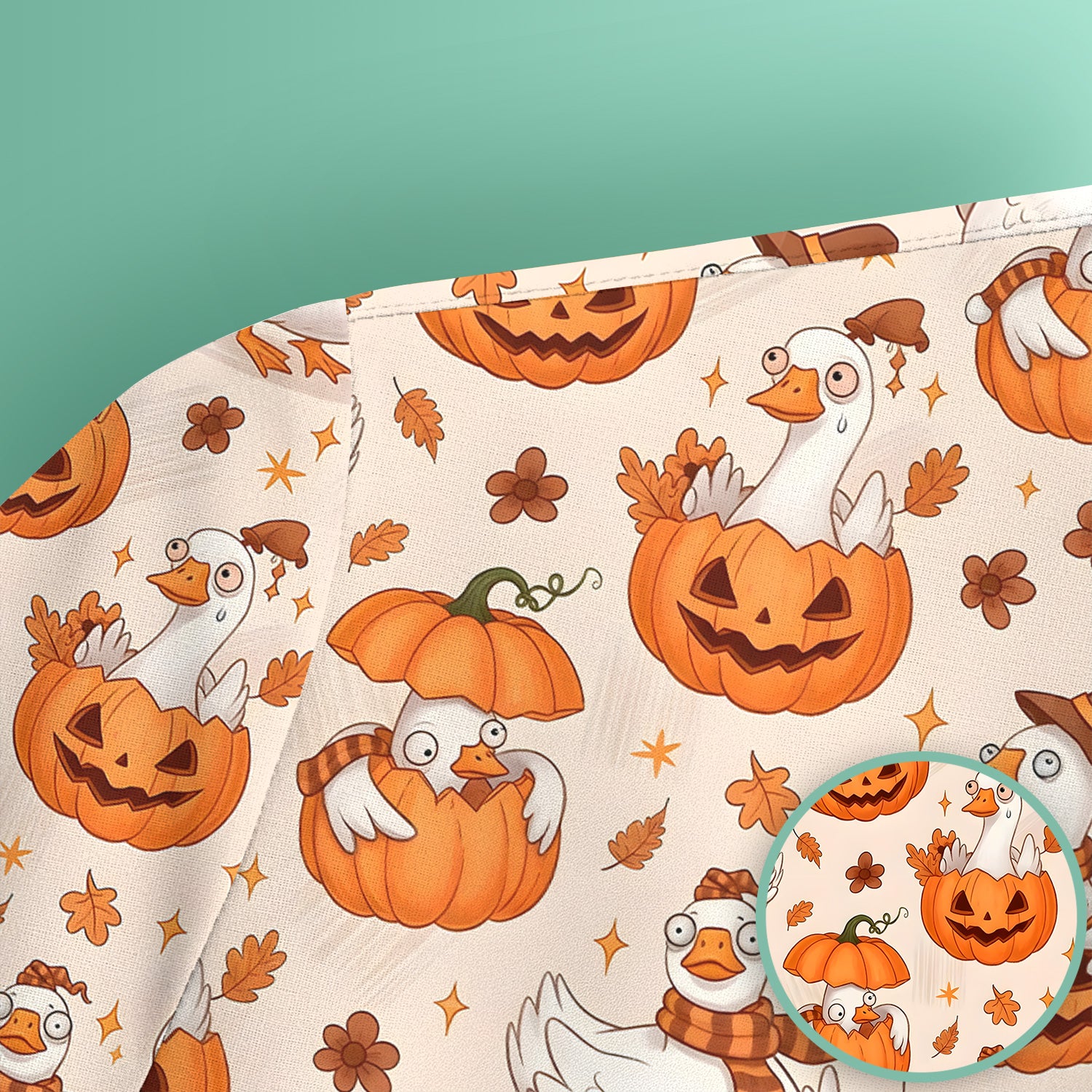 Cute Halloween Goose And Pumpkins Scrub Top, Comfortable Scrubs for Nurses