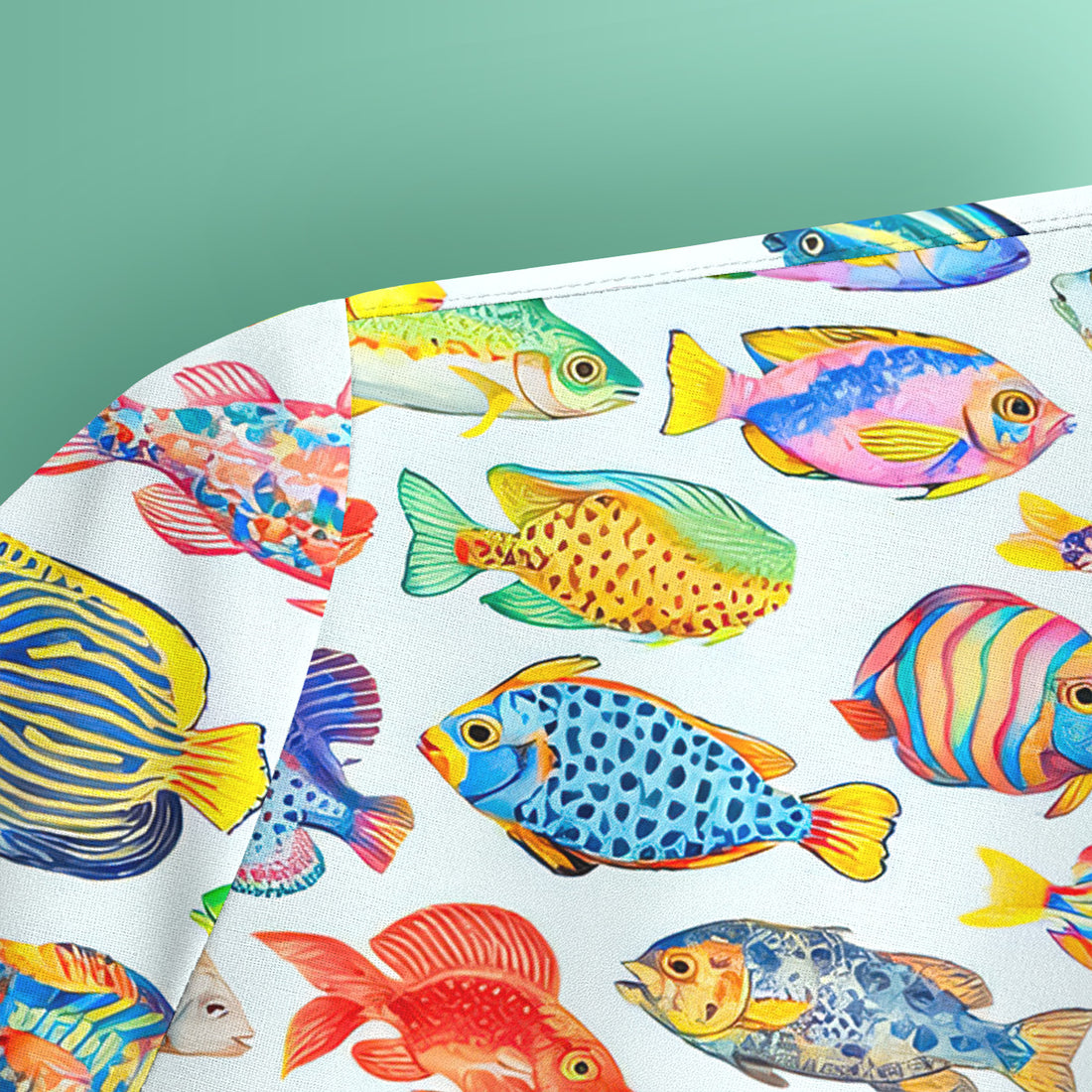 Colorful Tropical Fish Pattern Scrub Top, Breathable Medical Scrubs