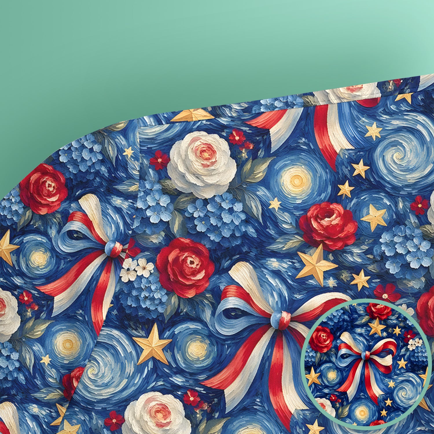 Patriotic Starry Bow Nurse for RN, CNA, Healthcare Workers Scrub Top, Comfortable Scrubs for Nurses
